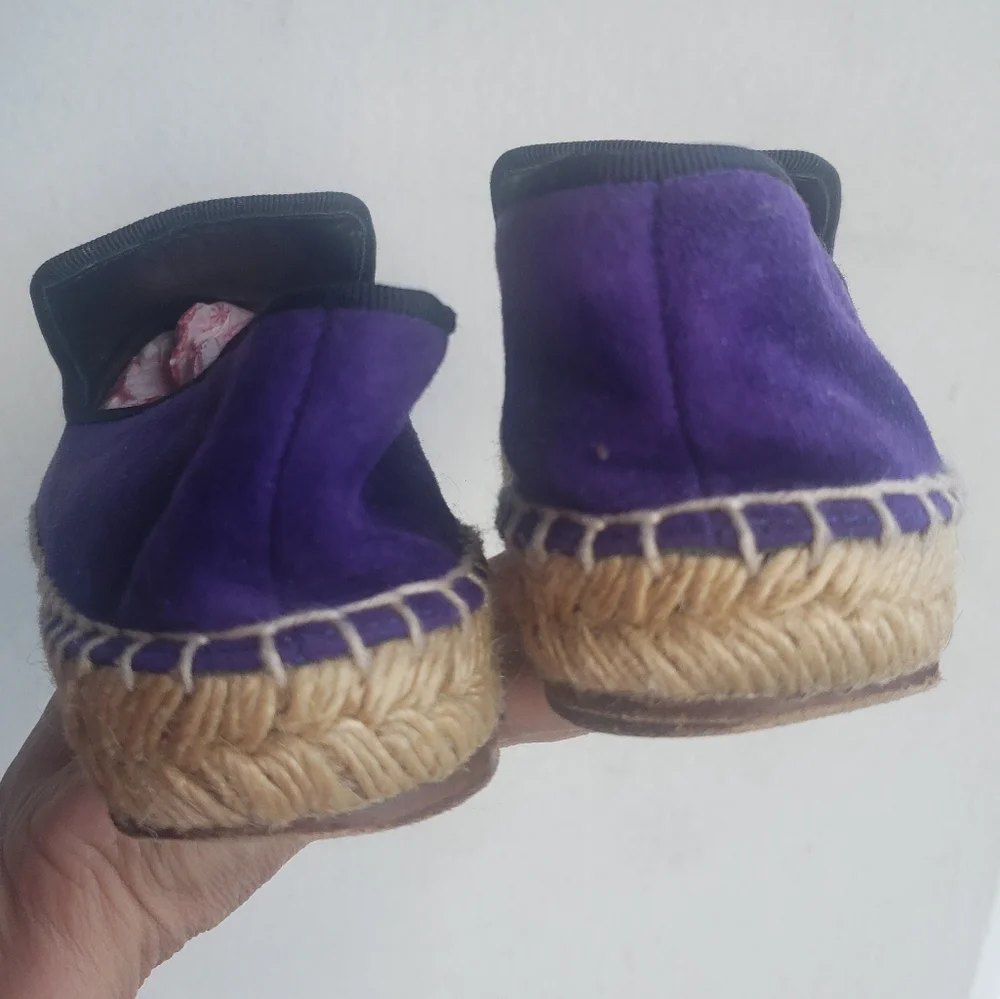 CELINE purple Suede flat Espadrille Slip-On shoes size 5